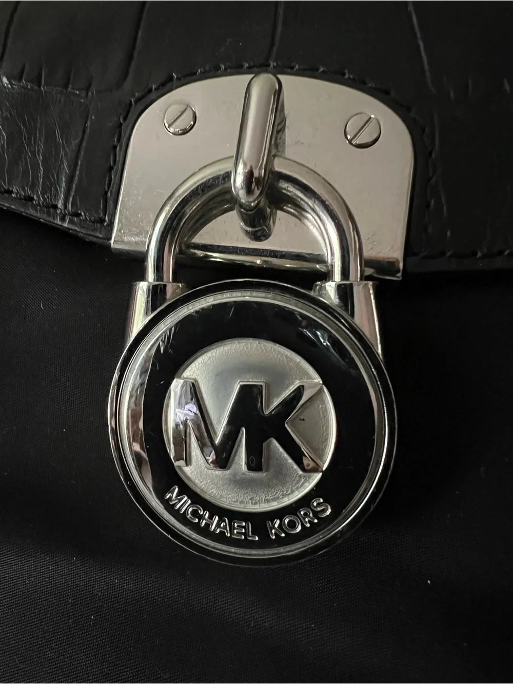MICHAEL Michael Kors Black Satchel with Silver Hardware